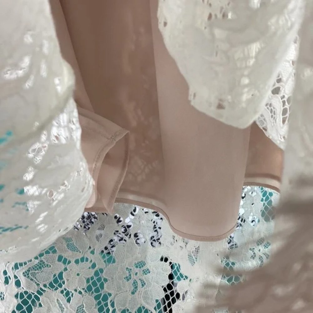 Wilfred Aritzia Lace White Lined Sheer Bohemian Maxi Skirt M - Picture 7 of 9